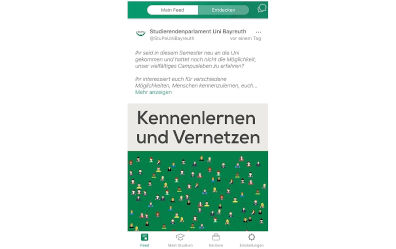 Screenshot der Campus-App der Universität Bayreuth