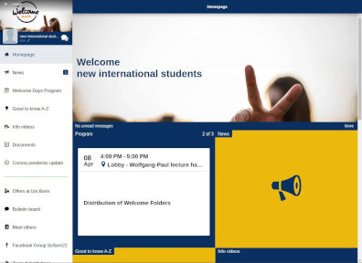 Screenshot Welcome Days App der Universität Bonn